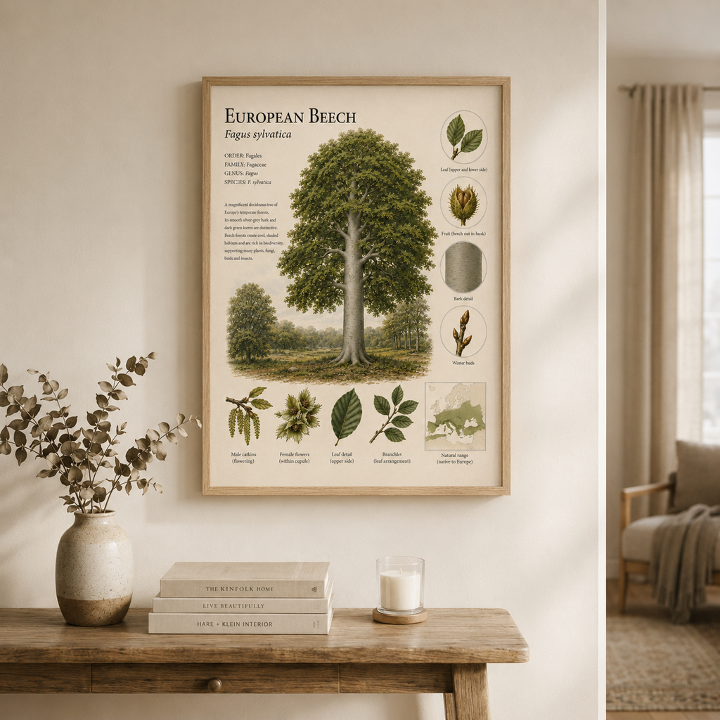European Beech — Naturalist Field Plate | Printable Botanical Tree Wall Art