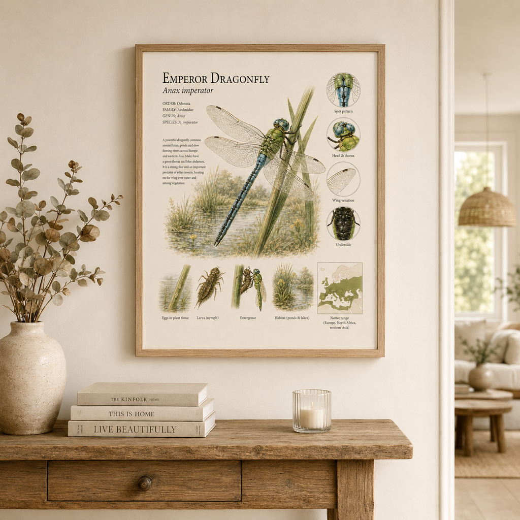 Emperor Dragonfly — Naturalist Field Plate | Printable Entomology Wall Art