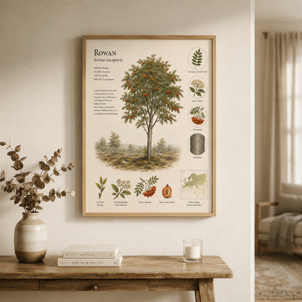 Rowan — Naturalist Field Plate | Printable Botanical Tree Wall Art