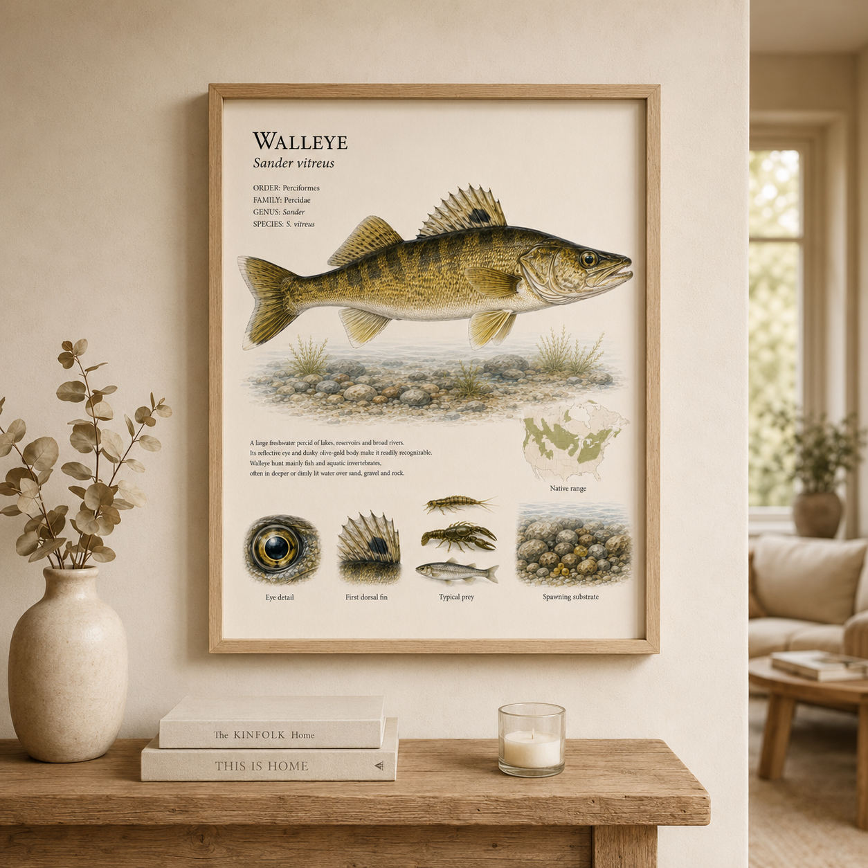 Walleye — Naturalist Field Plate | Printable Fish Wall Art for Anglers